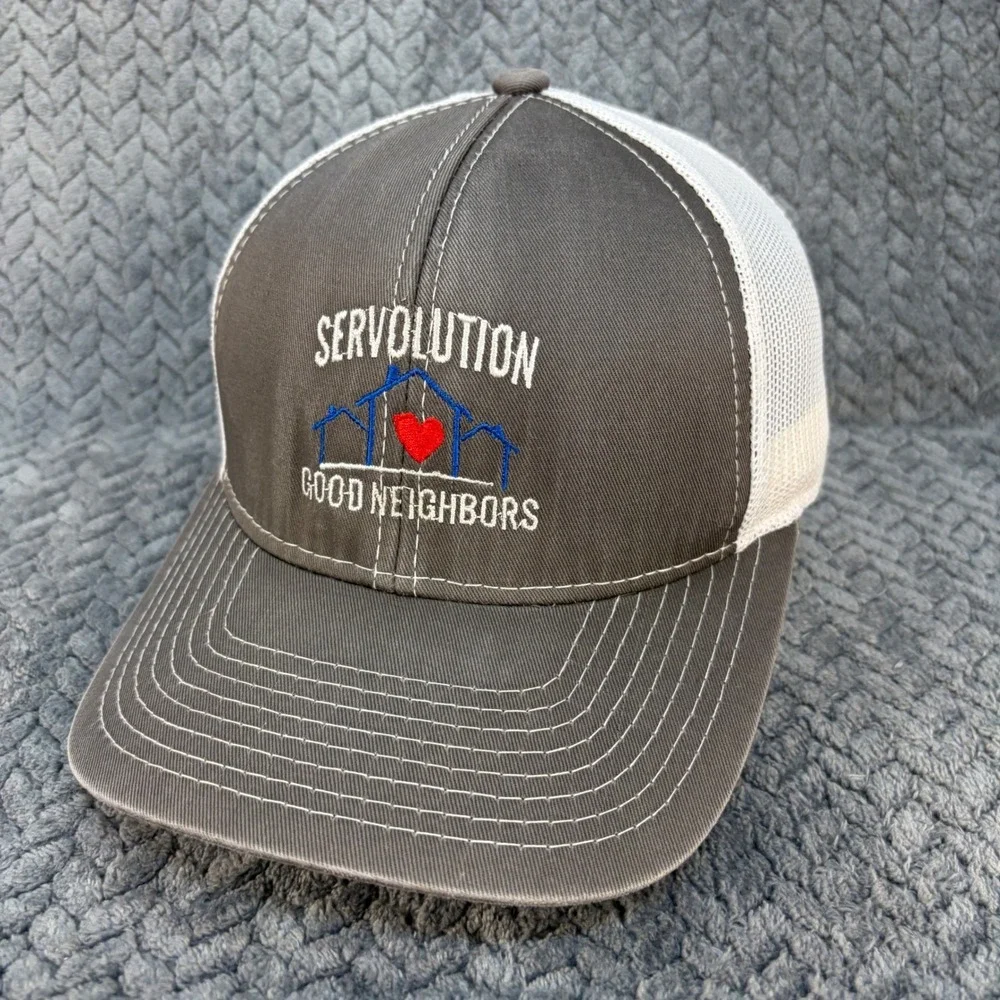 Outdoor Cap Servolution Good Neighbors Trucker Hat Grey White Building Community